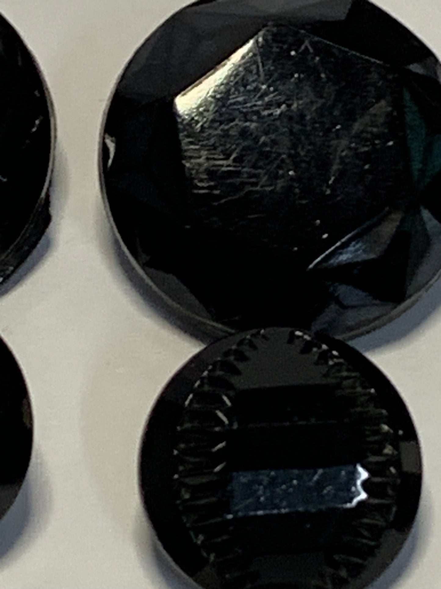 Collection of 19 Early 20th century Jet Black Glass Buttons