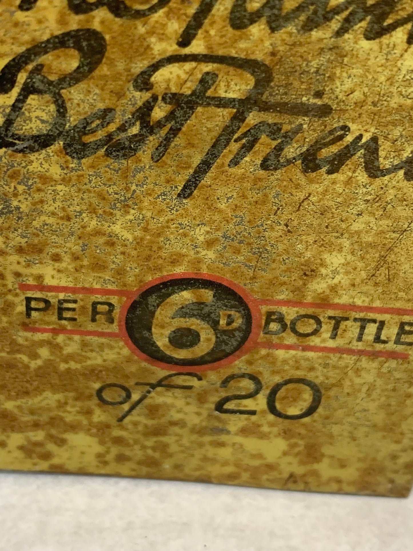 Antique British tin advertising countertop display box for “Sen-O-Fig” a fig/senna-based laxative tablet