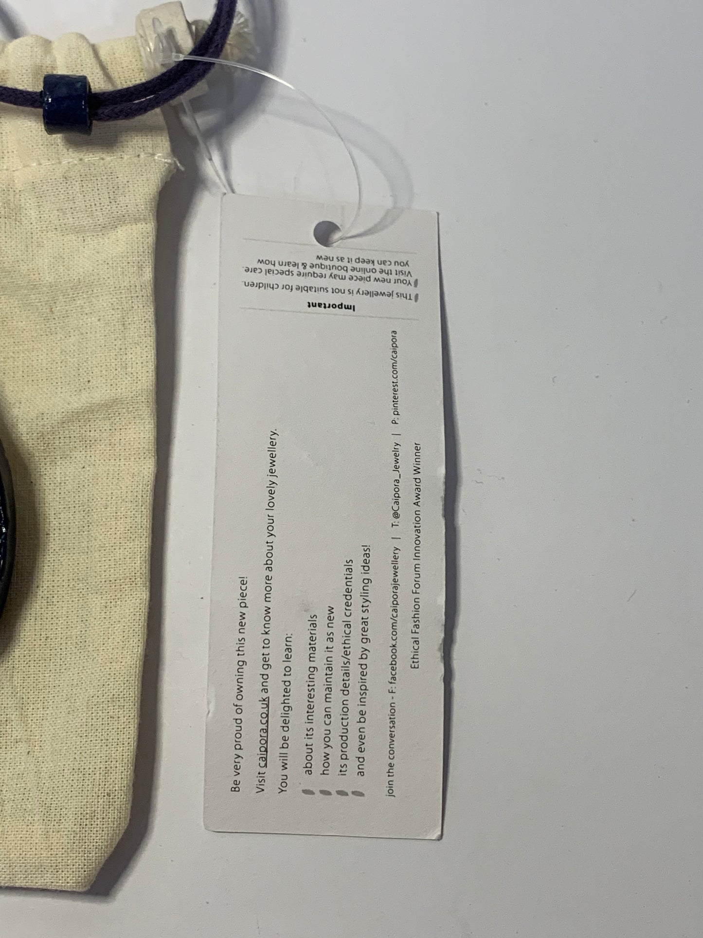 Caipora ethical upcycled necklace- BNWT and original bag