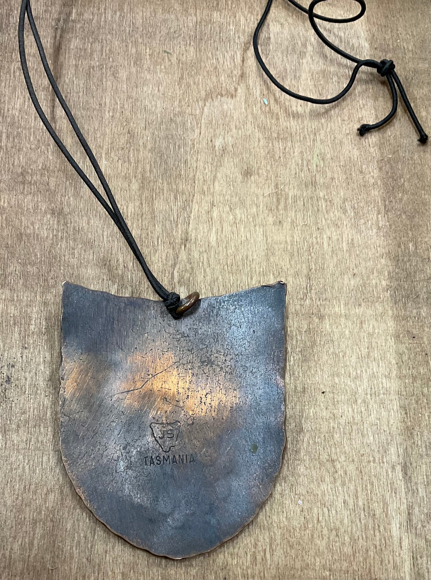 Vintage hand-crafted copper pendant necklace
