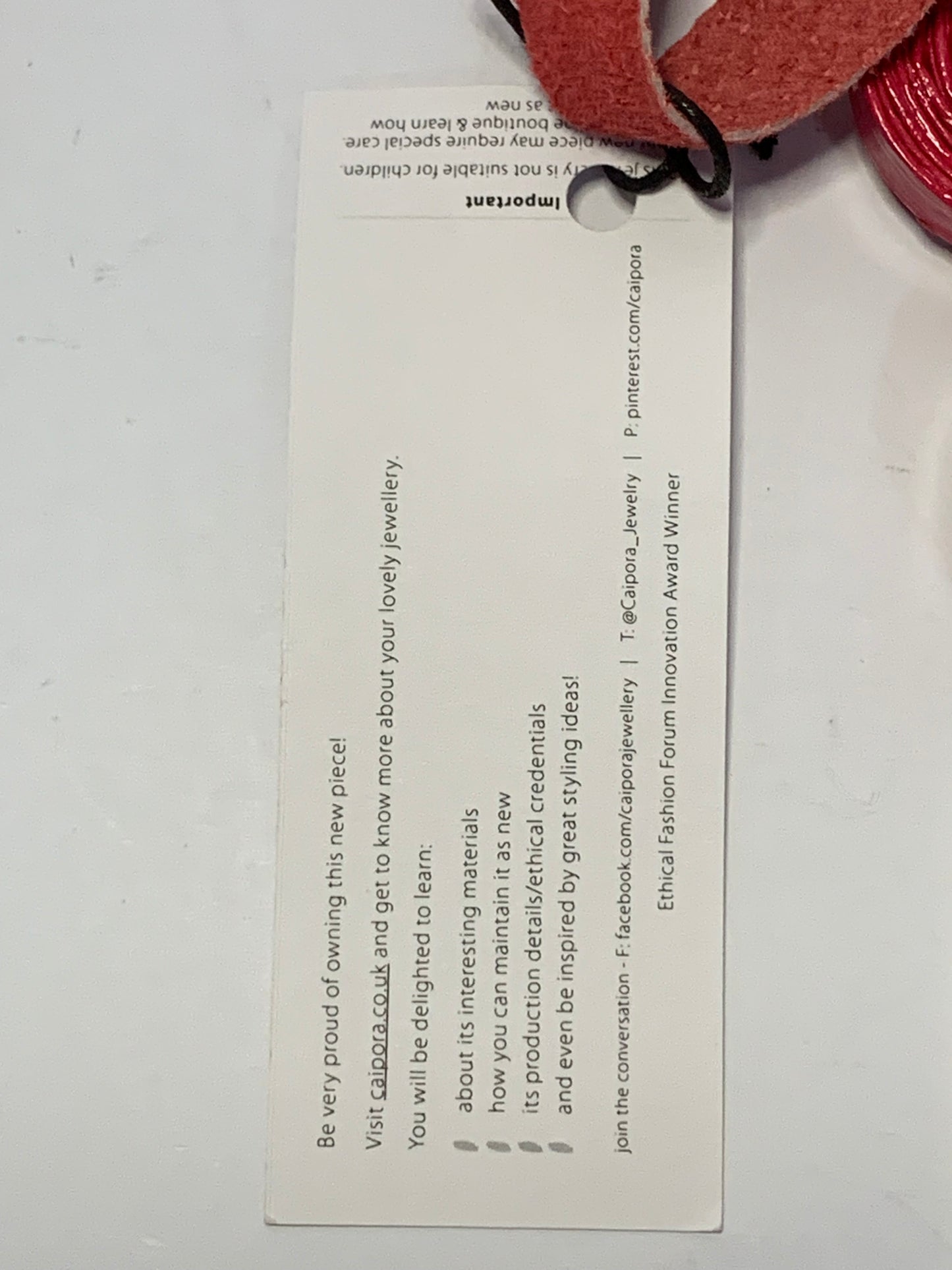 Caipora ethical upcycled necklace - BNWT and in original bag