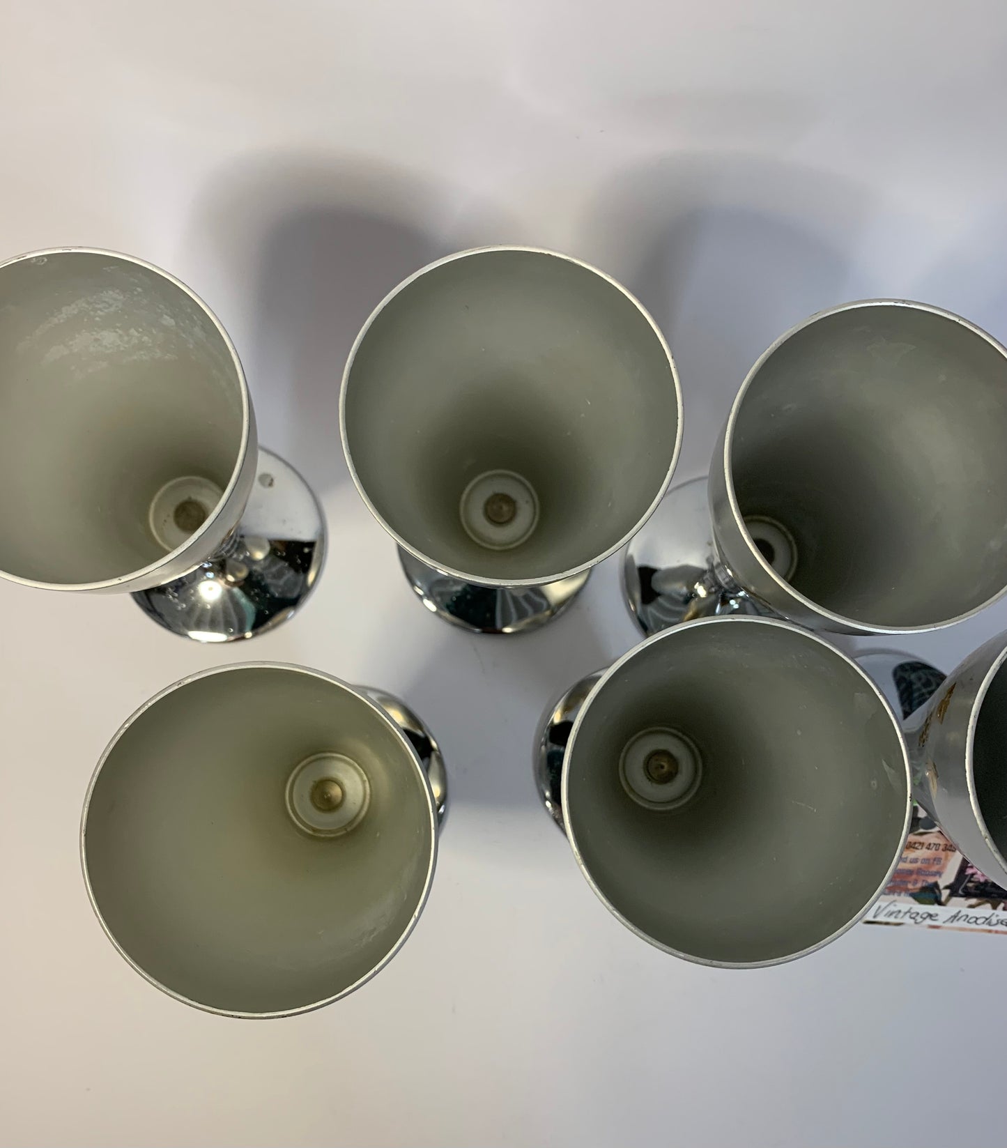 Vintage Anodised Aluminium Fiesta ware Flutes set of 6