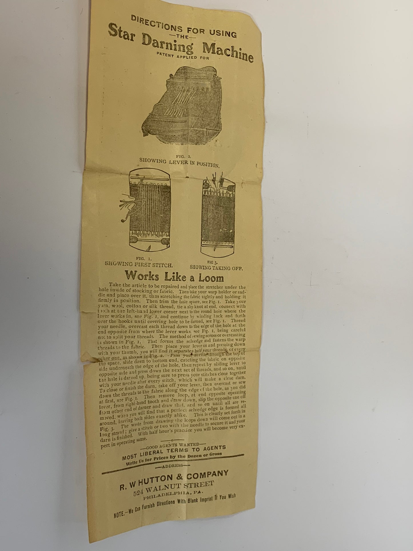 Antique Star Darning Machine set with original packaging and documentation