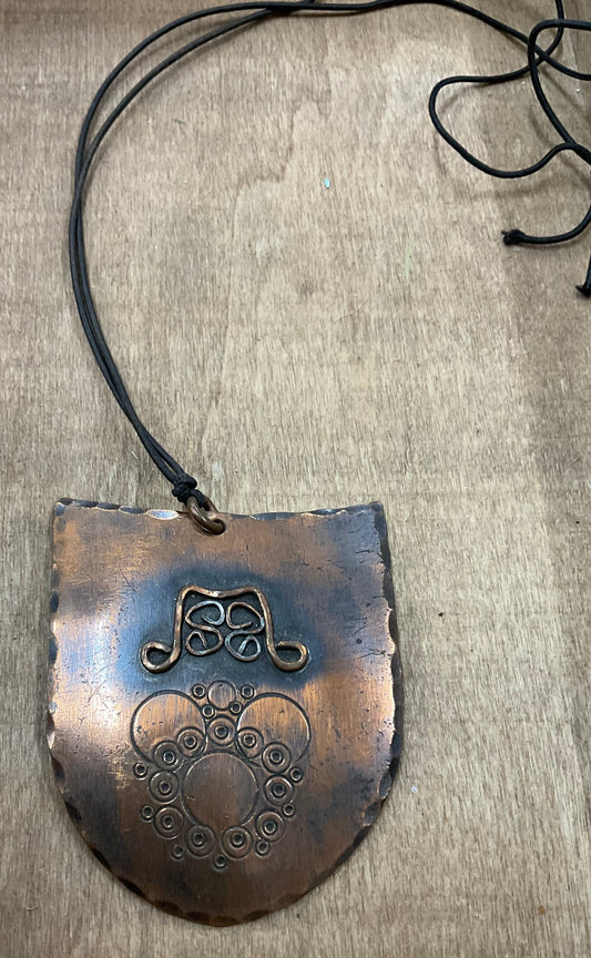 Vintage hand-crafted copper pendant necklace