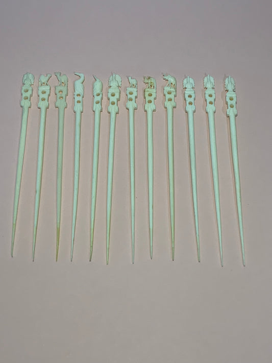 Vintage Cocktail Picks featuring animal designs - set of 12