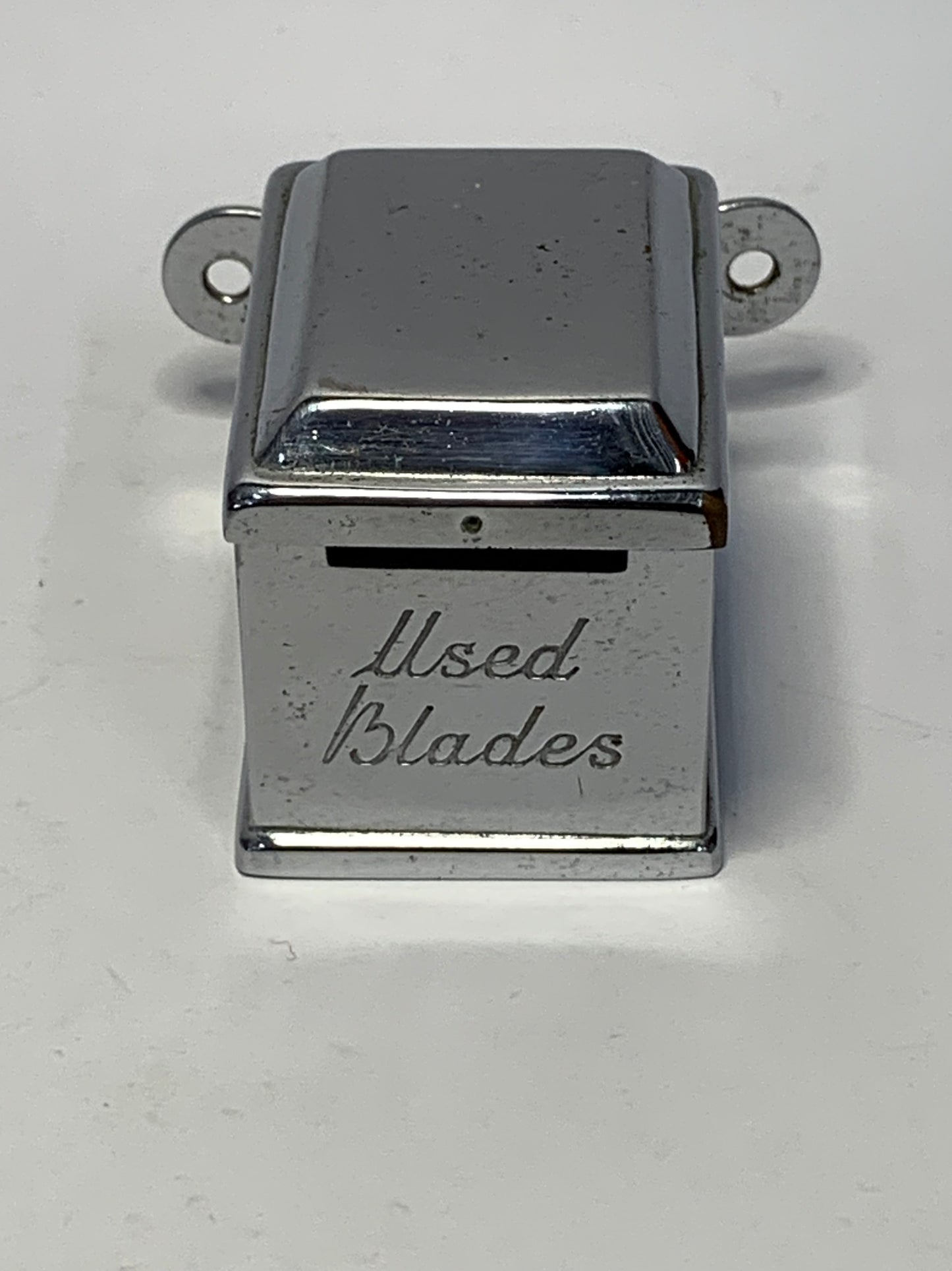 Vintage Chrome Used Razor Blade Disposal Container- wall mounted - Made in England