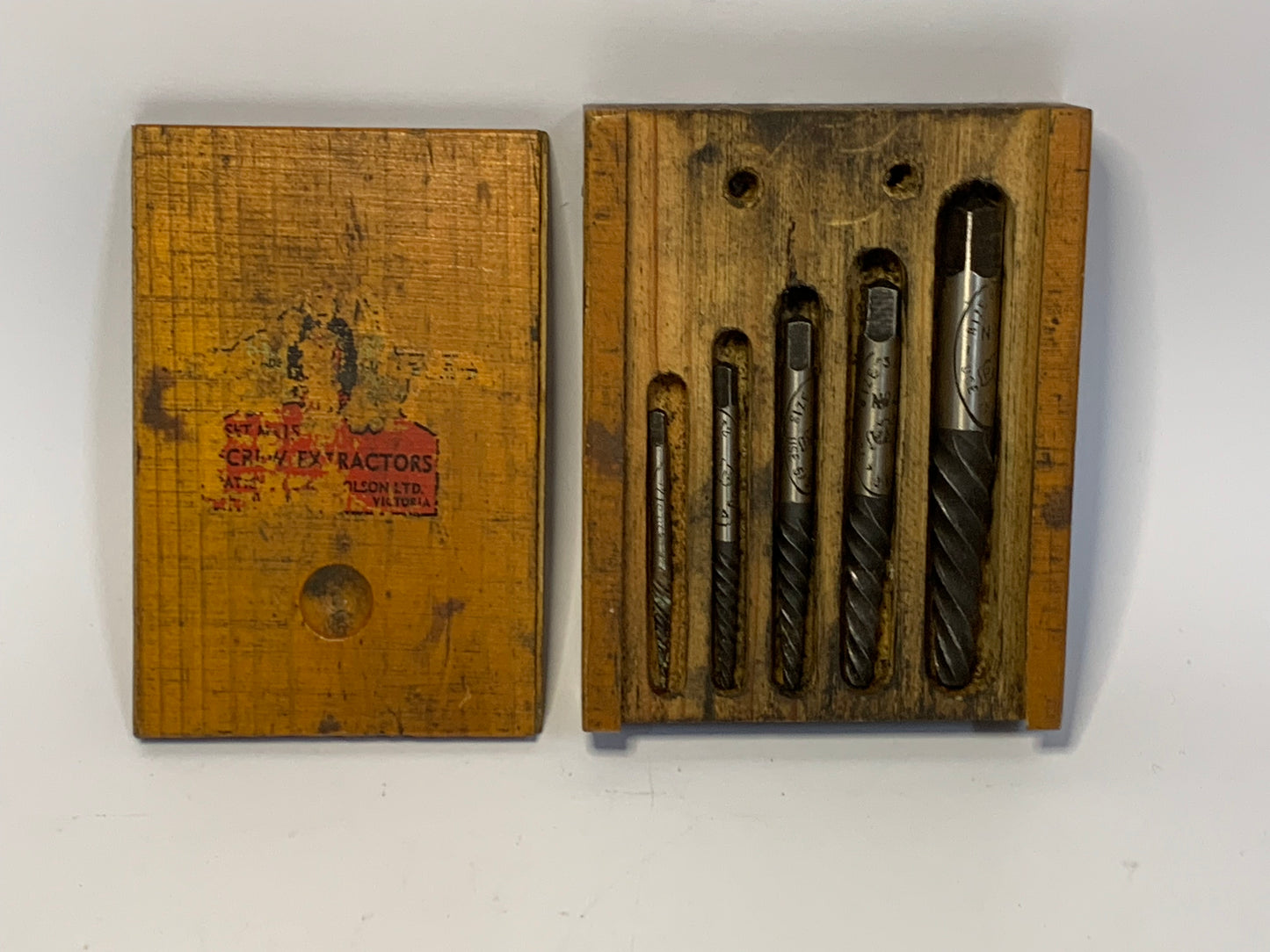 Vintage Patience & Nicholson Screw Extractor Set in Timber Case