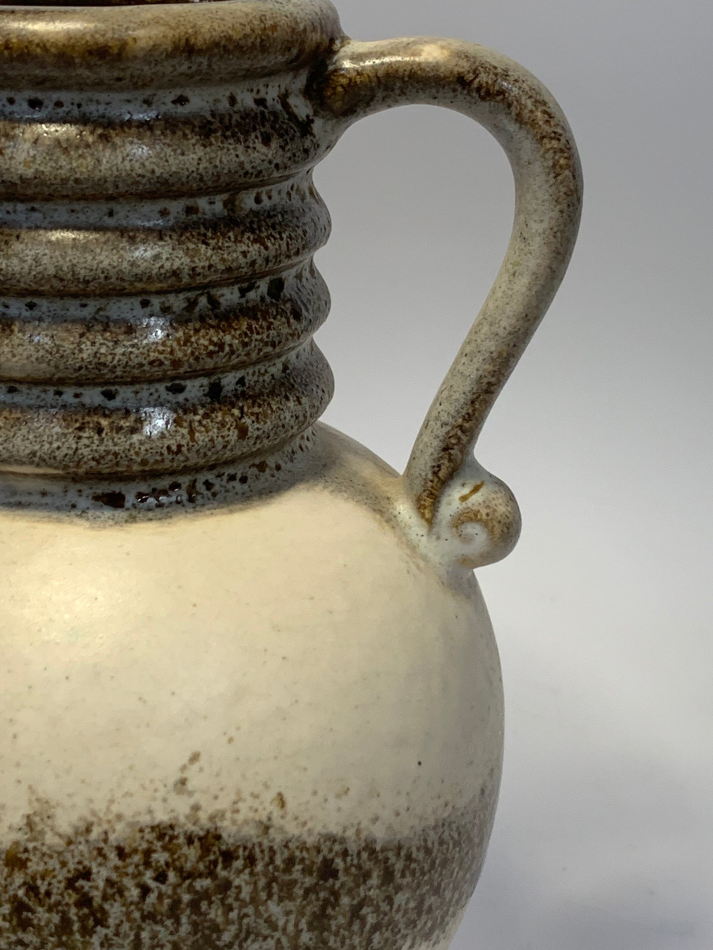 Vintage West German pottery vase/pitcher with distinctive ribbed neck design