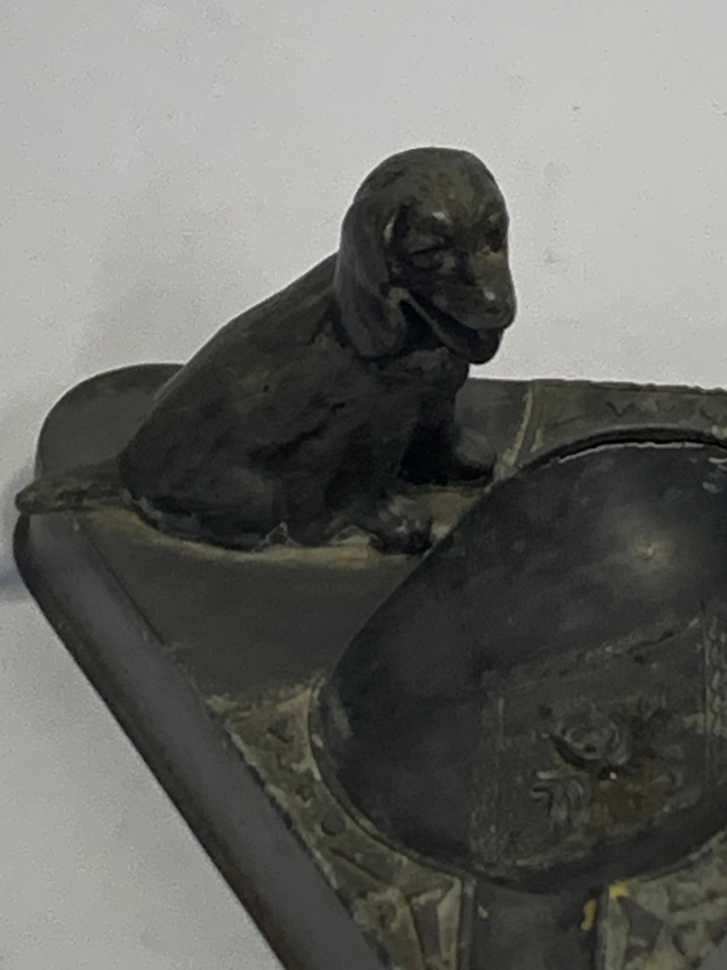Vintage Spelter Dog Ashtray