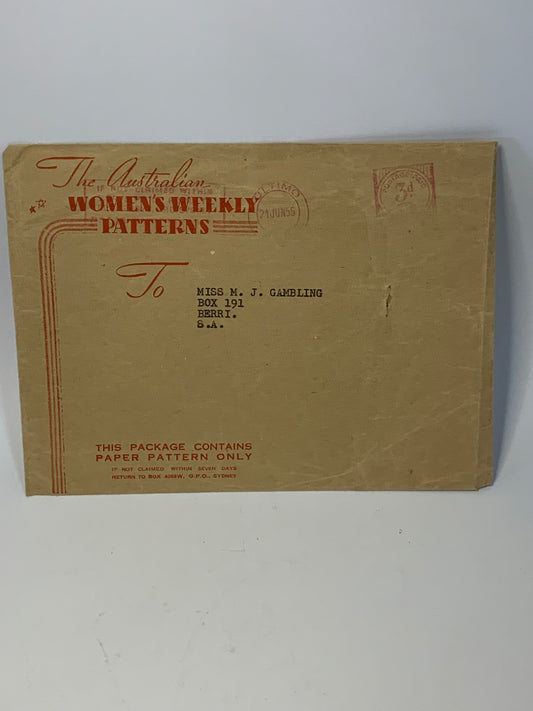 Vintage 1955 envelope from “The Australian Women’s Weekly Patterns” service
