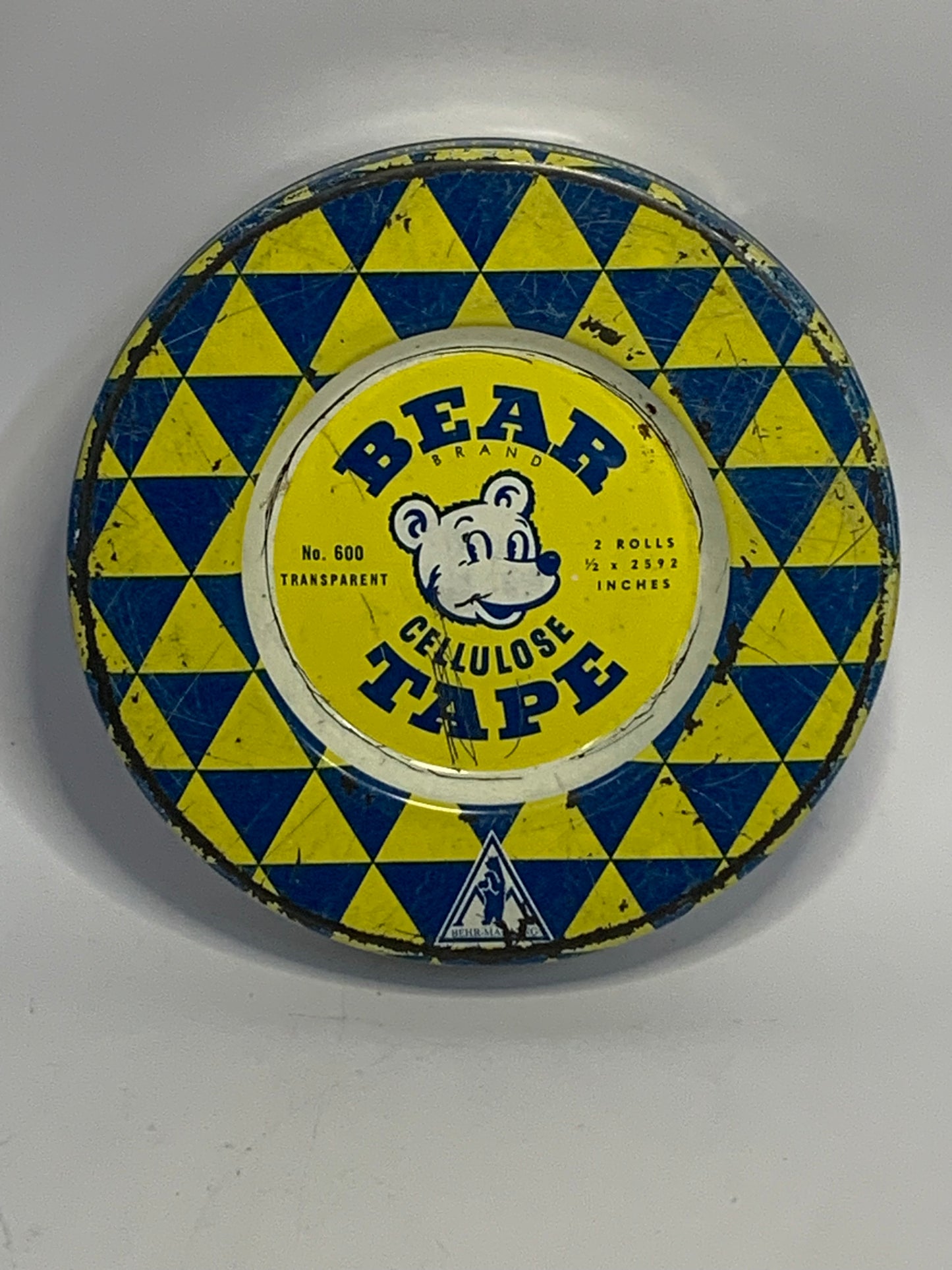 Vintage Bear Brand Cellulose Tape Tin from the mid 20th century