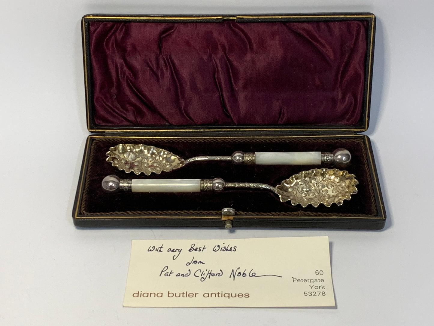 Victorian Silver-Plated Berry Spoons Set in Original Fitted Case