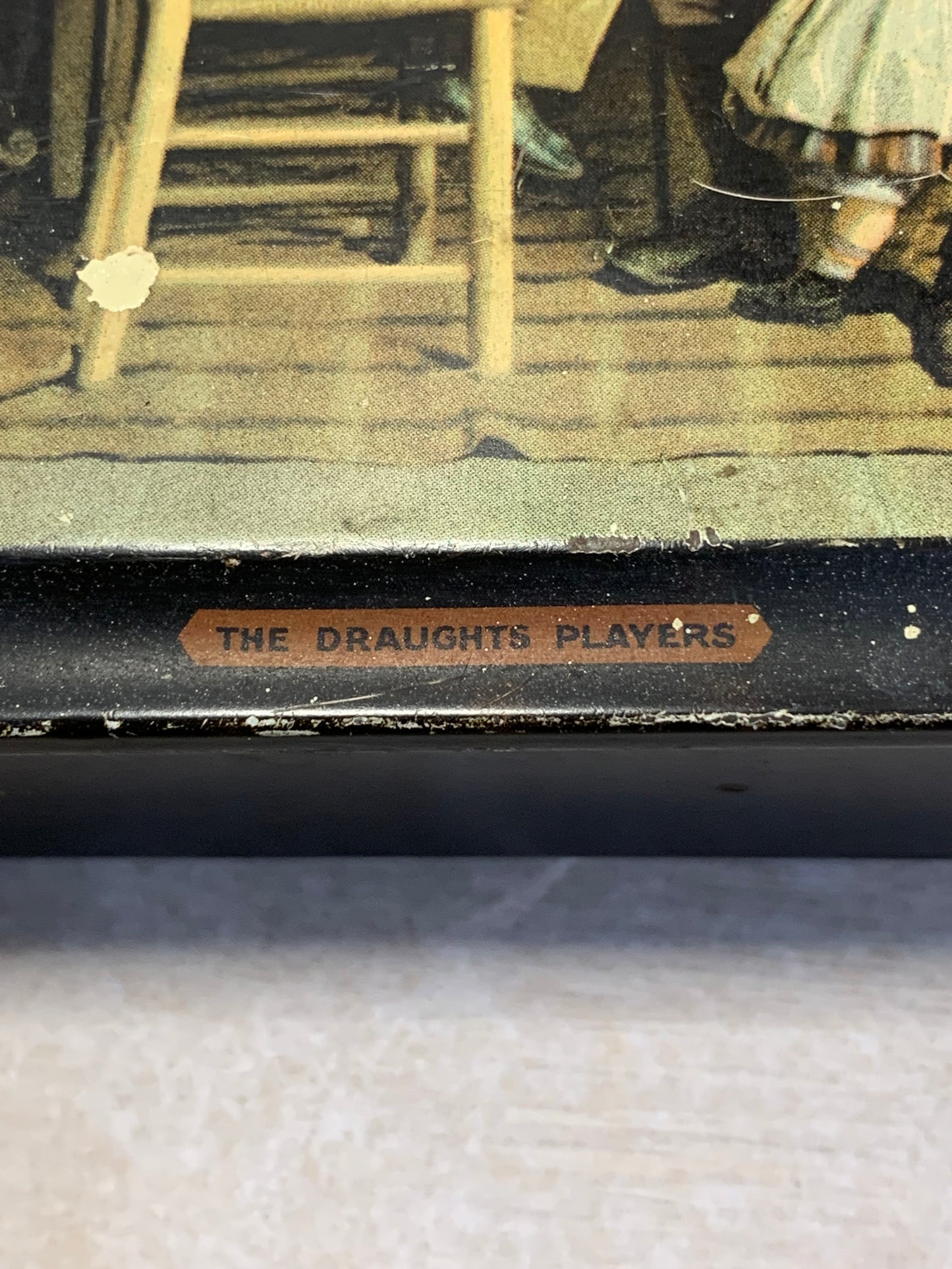 Antique Victorian Biscuit Tin — “The Draughts Players” after Joseph Clark