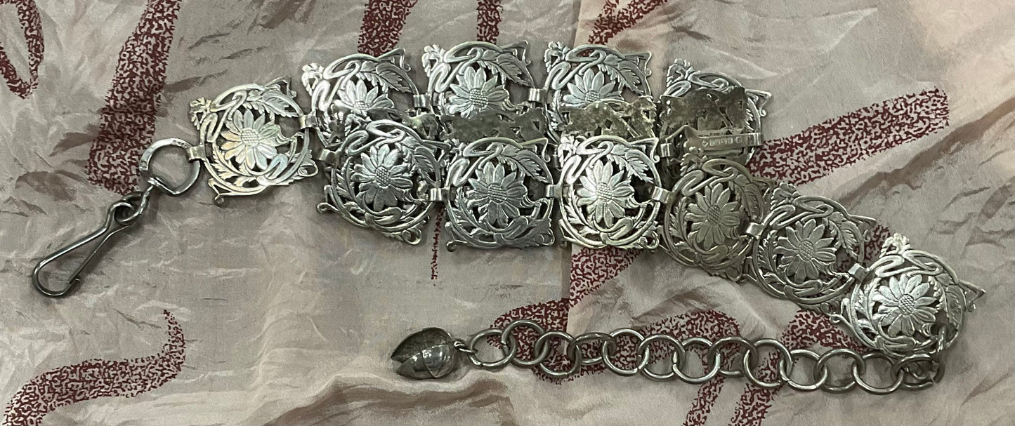 Vintage EPNS silver plated floral panel belt