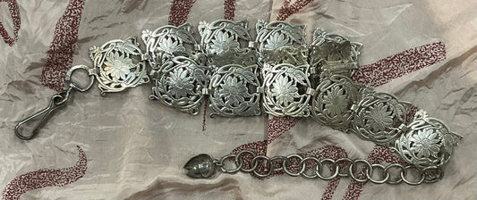 Vintage EPNS silver plated floral panel belt