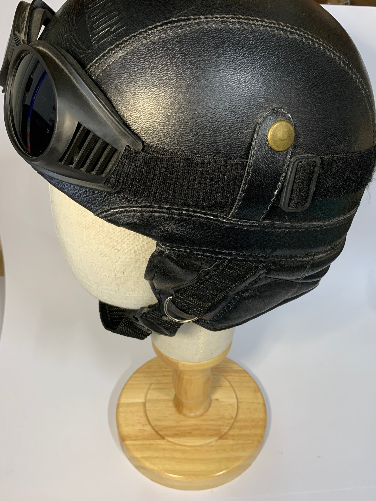Vintage Costume Harley Davidson Helmet with Aviator Goggles