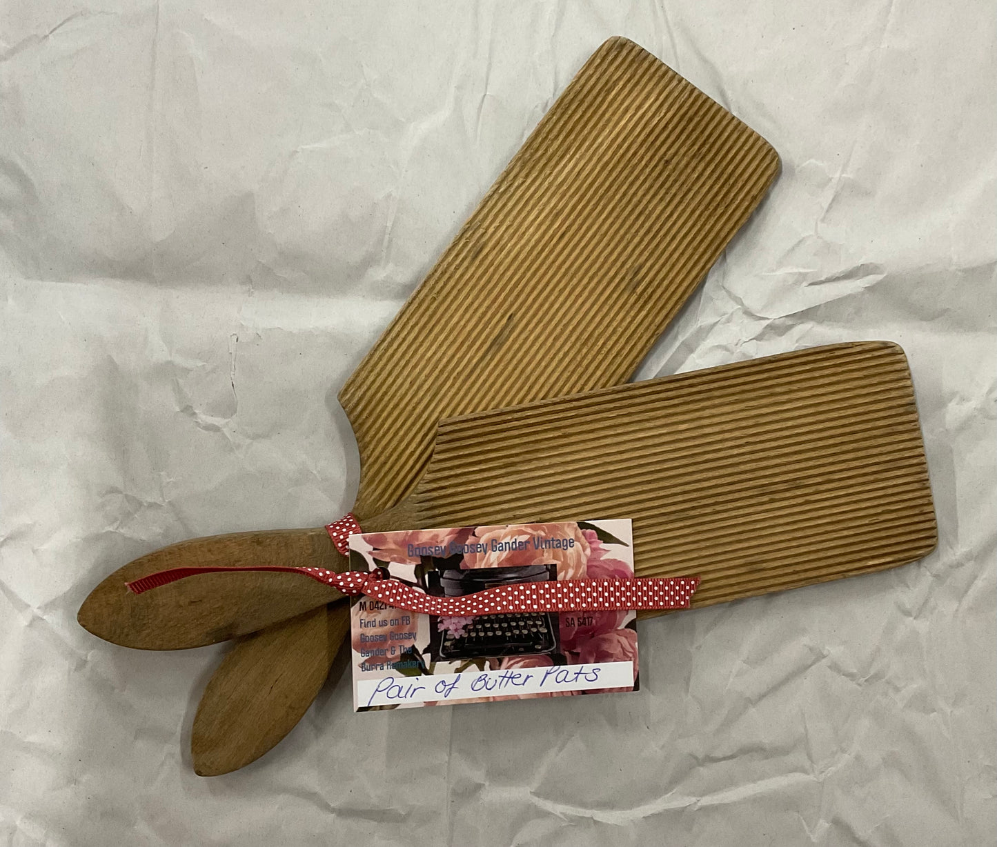 Pair of vintage wooden butter pats (butter paddles).