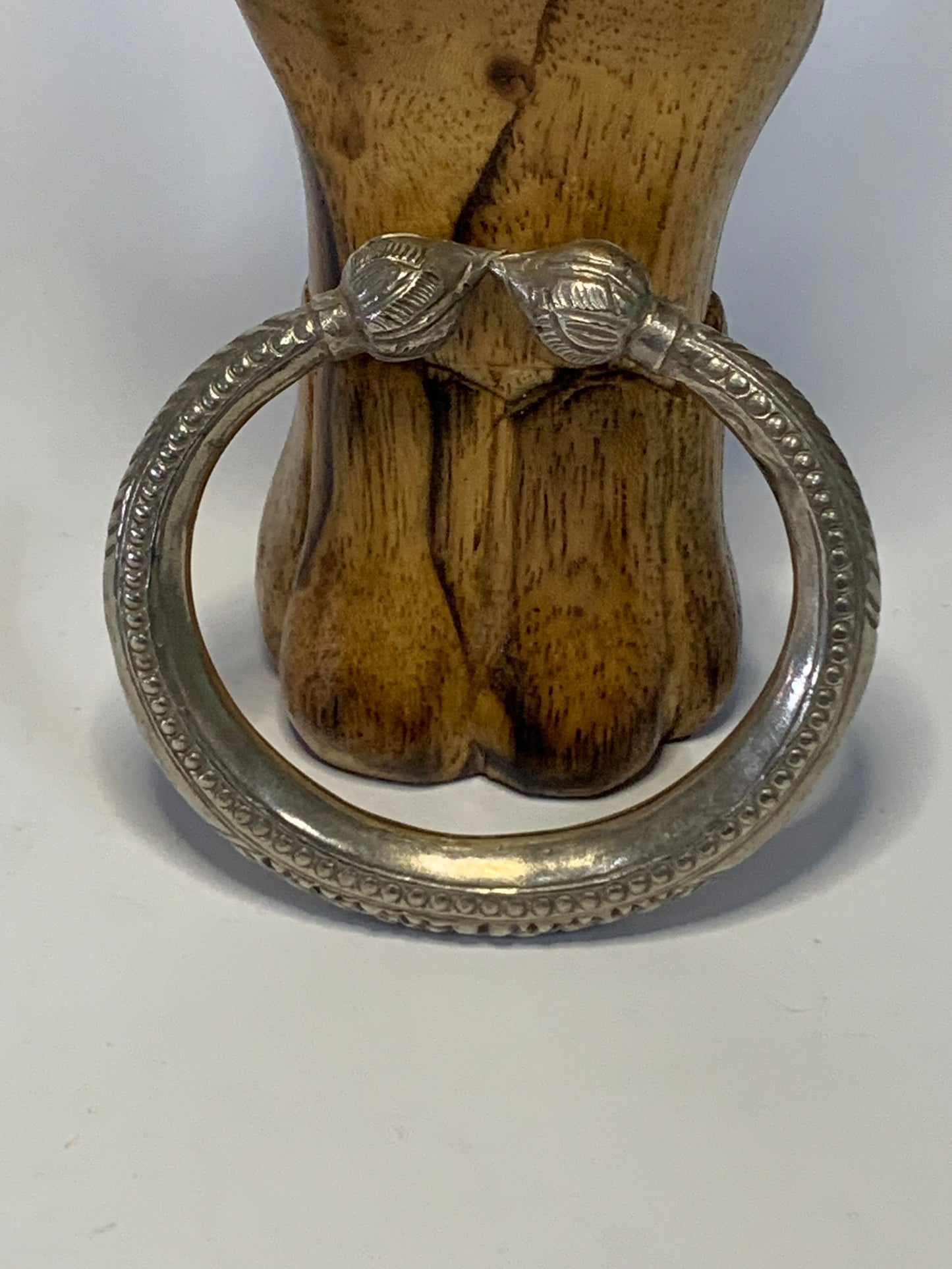 Embossed Tribal Silver Bangle