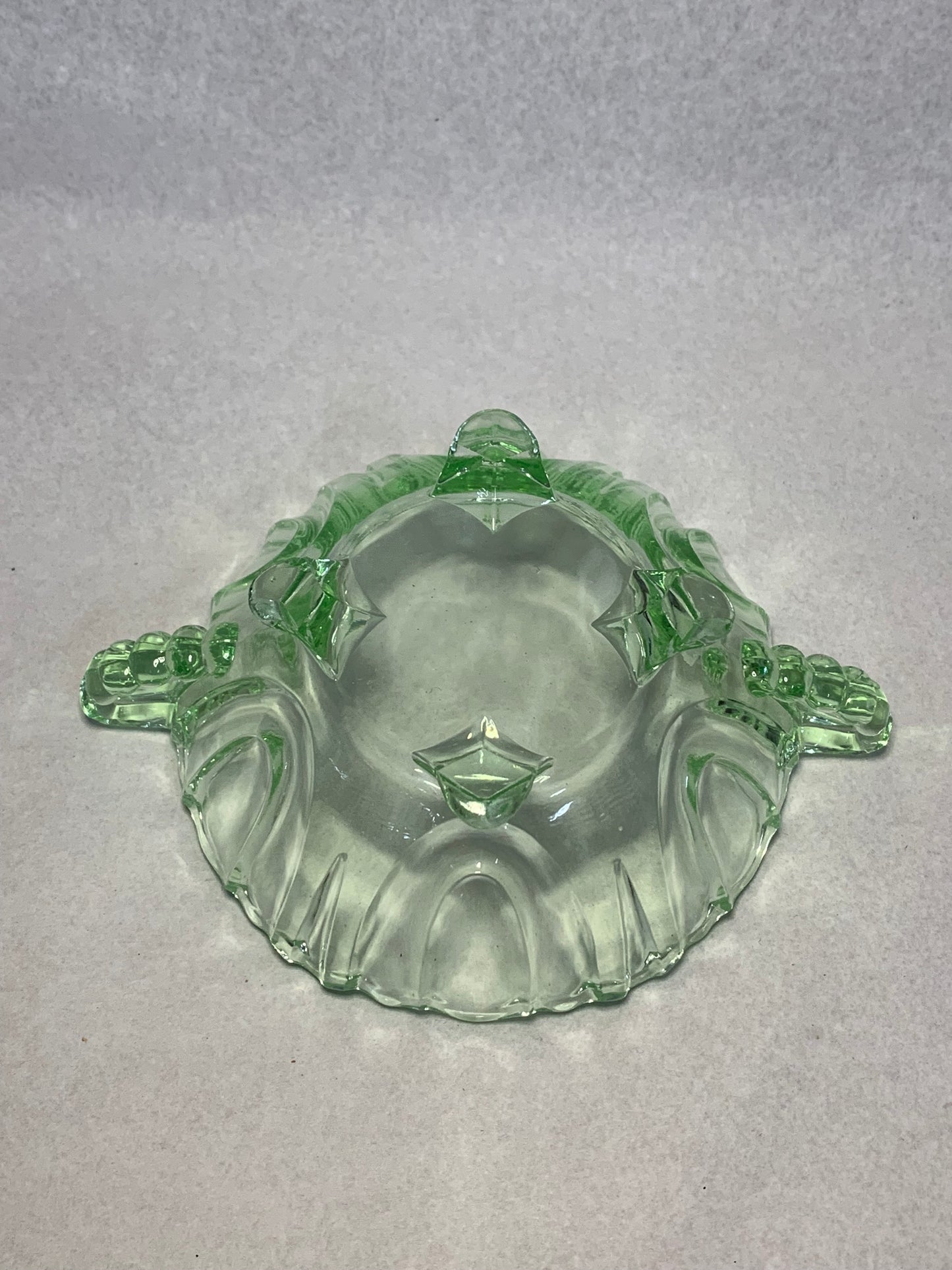 Vintage Uranium Vaseline Green Glass Handled Sugar Bowl— Glows Bright Green Under UV