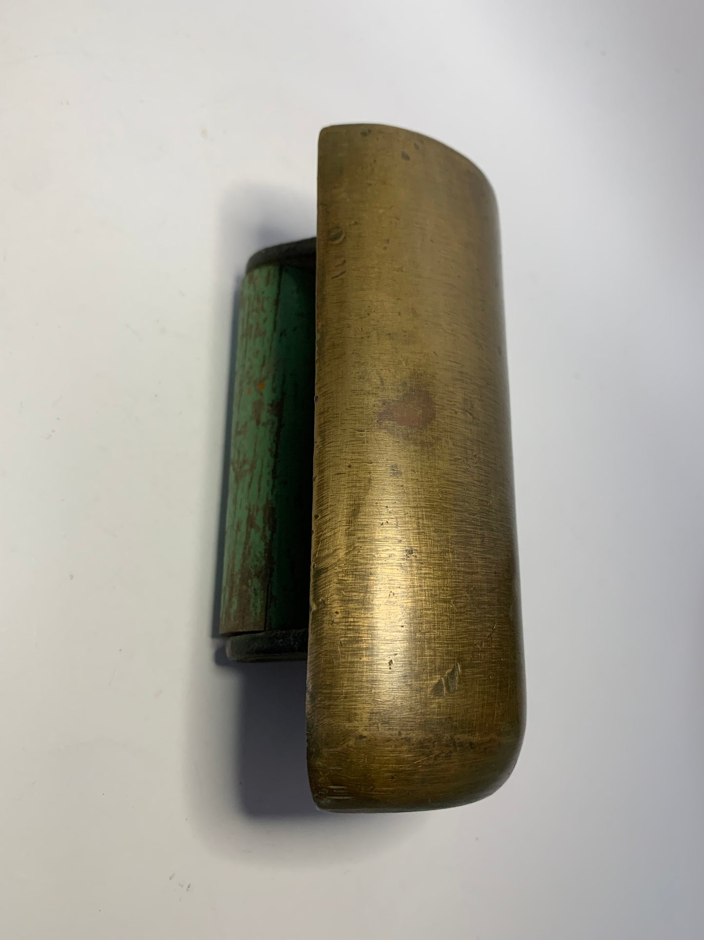 Vintage Brass Desk Blotter with Green Painted Wooden Handle
Antique Office Equipment