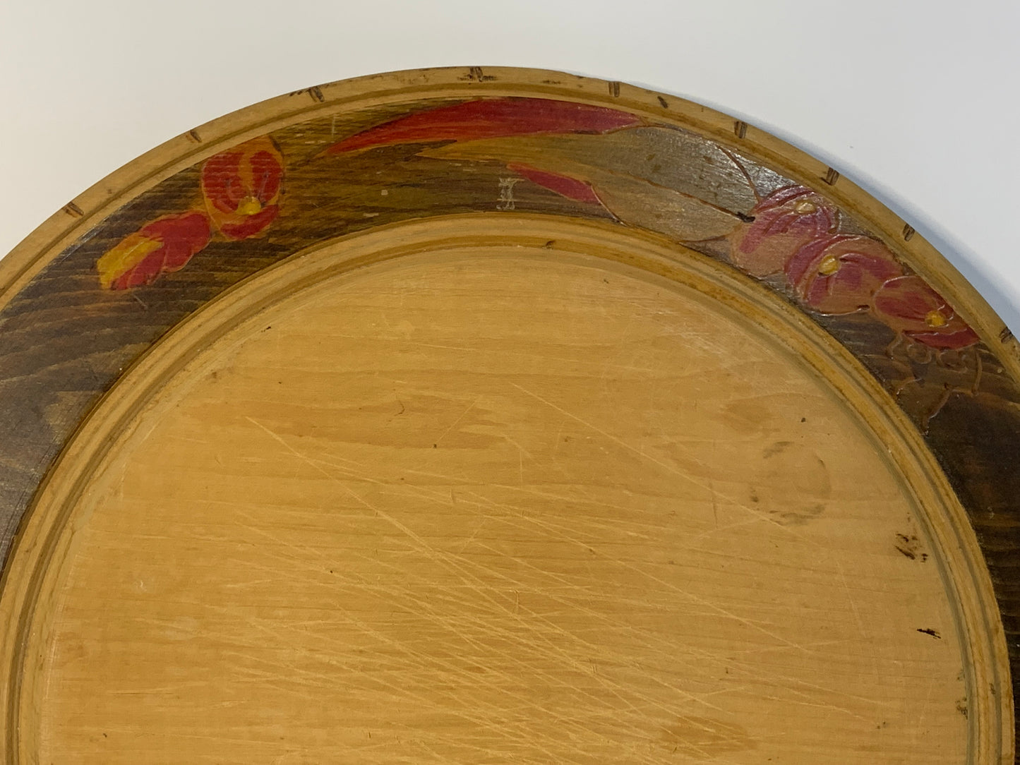 Vintage Pokerwork Handcrafted Wooden Bread/Cheese Board