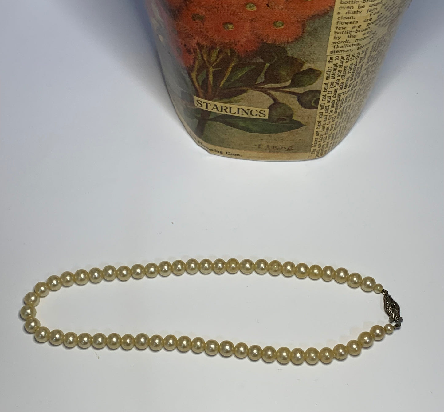 Vintage Single strand cultured pearl necklace with sterling silver clasp