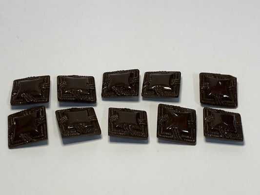 Vintage 1940s Brown Glass Buttons set of 10