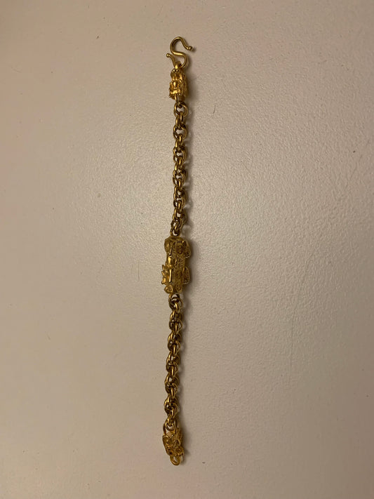Chinese Dragon Bracelet- Gold tone metal