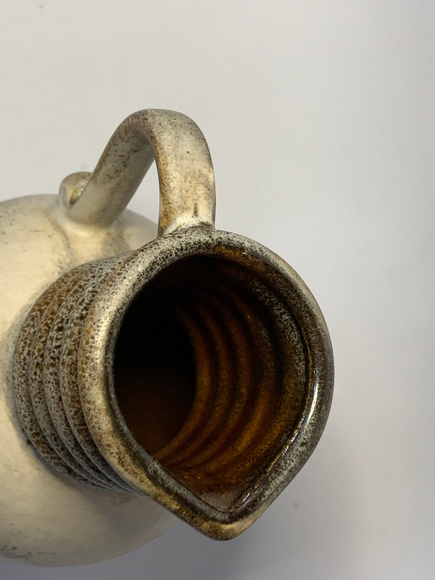 Vintage West German pottery vase/pitcher with distinctive ribbed neck design