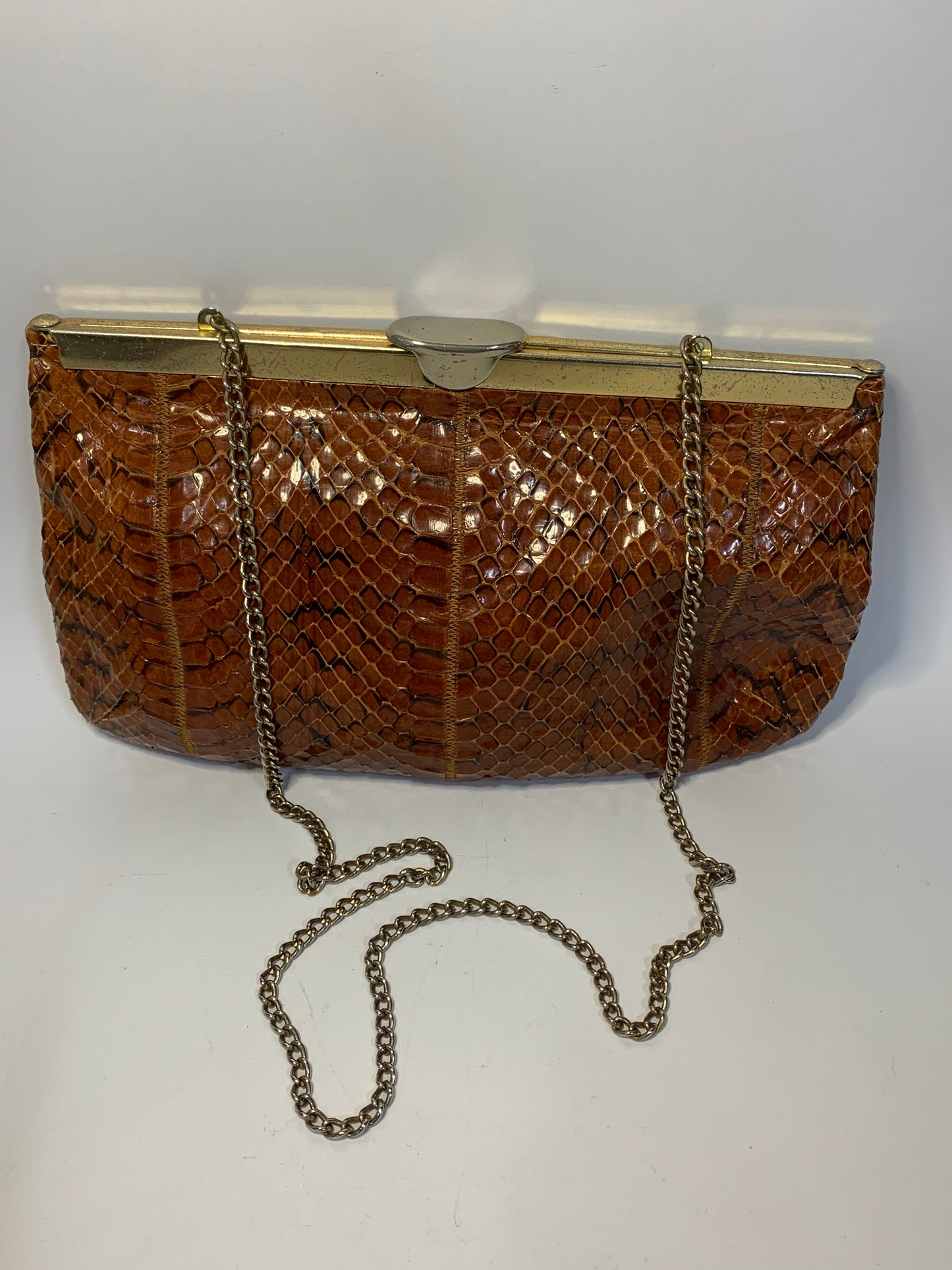 Vintage Snakeskin Clutch/ Evening bag/ Shoulder bag by Faigen - made in Australia- Genuine Leather