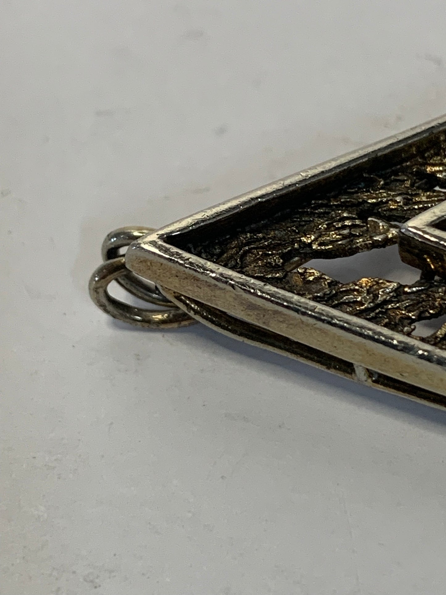 Vintage Stainless Steel Pendant featuring a cabochon Jade stone