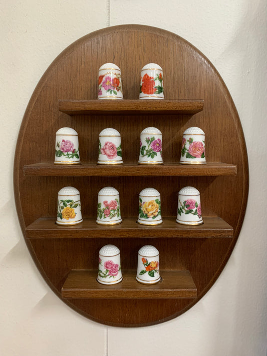 Rare Complete Set Franklin Mint Thimbles with Wall Display Rack