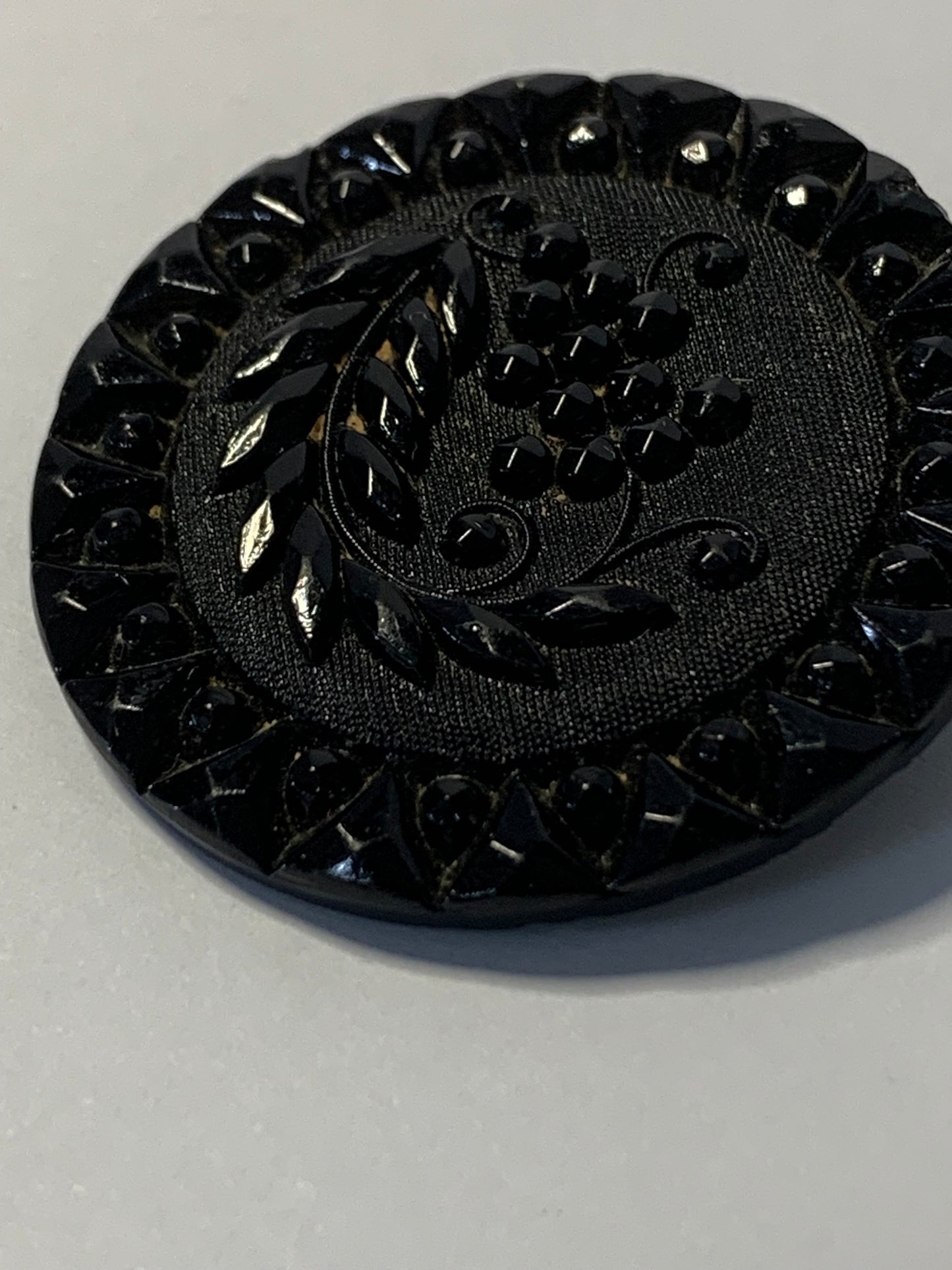 Early 20th Century Glass Mourning Button