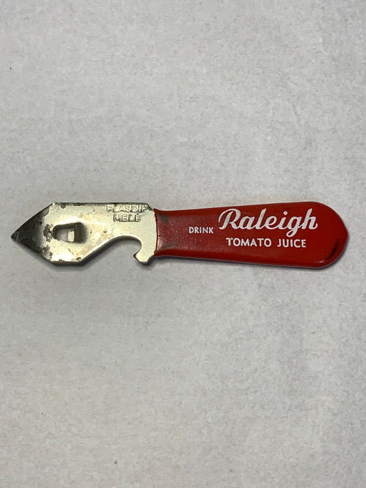 Vintage “Drink Raleigh Tomato Juice” advertising bottle/can opener
