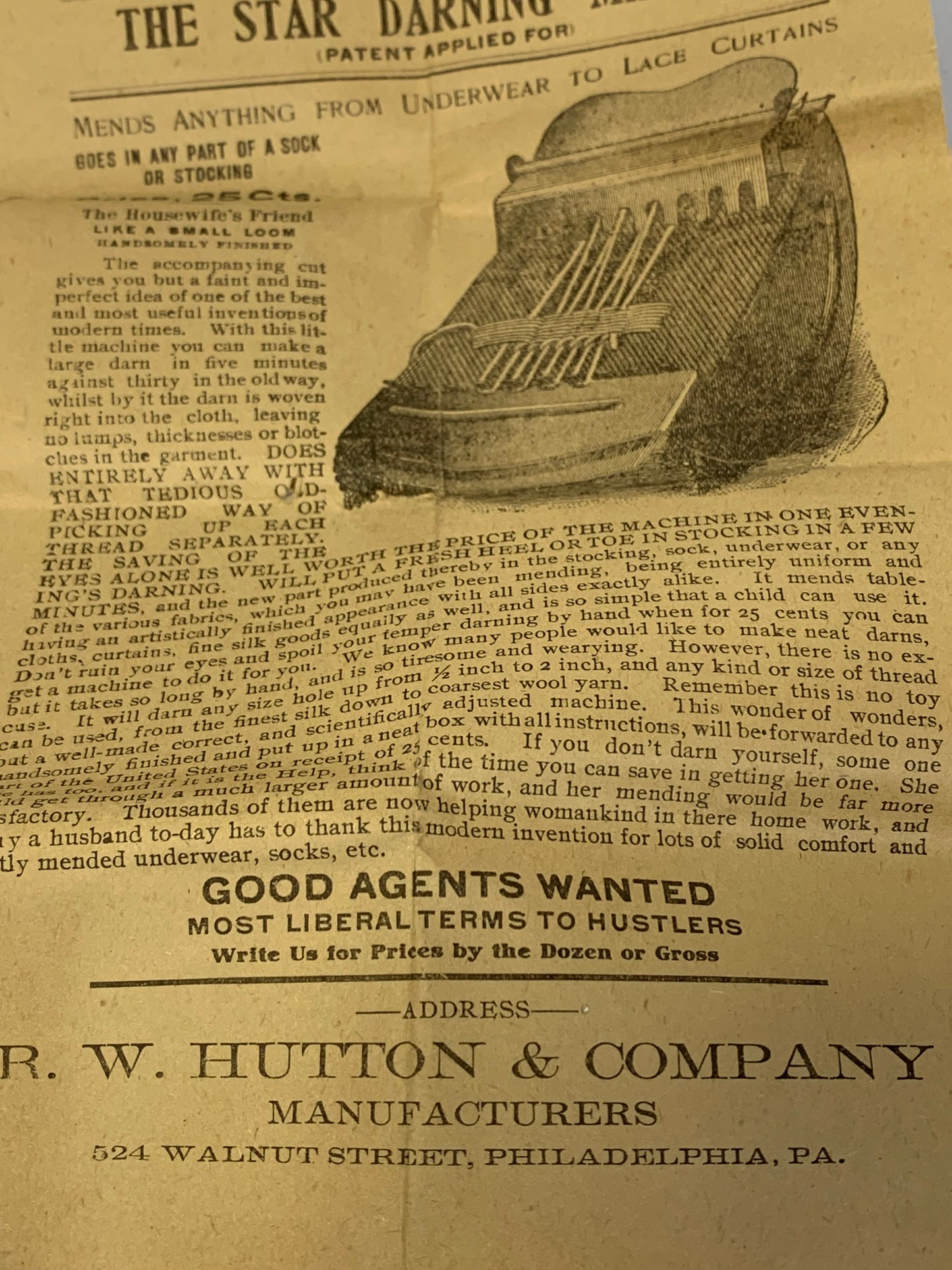 Antique Star Darning Machine set with original packaging and documentation