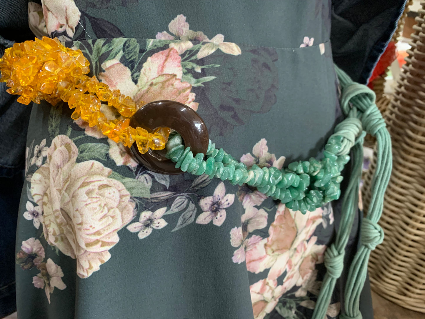 Vintage 1970s Bohemian style beaded belt