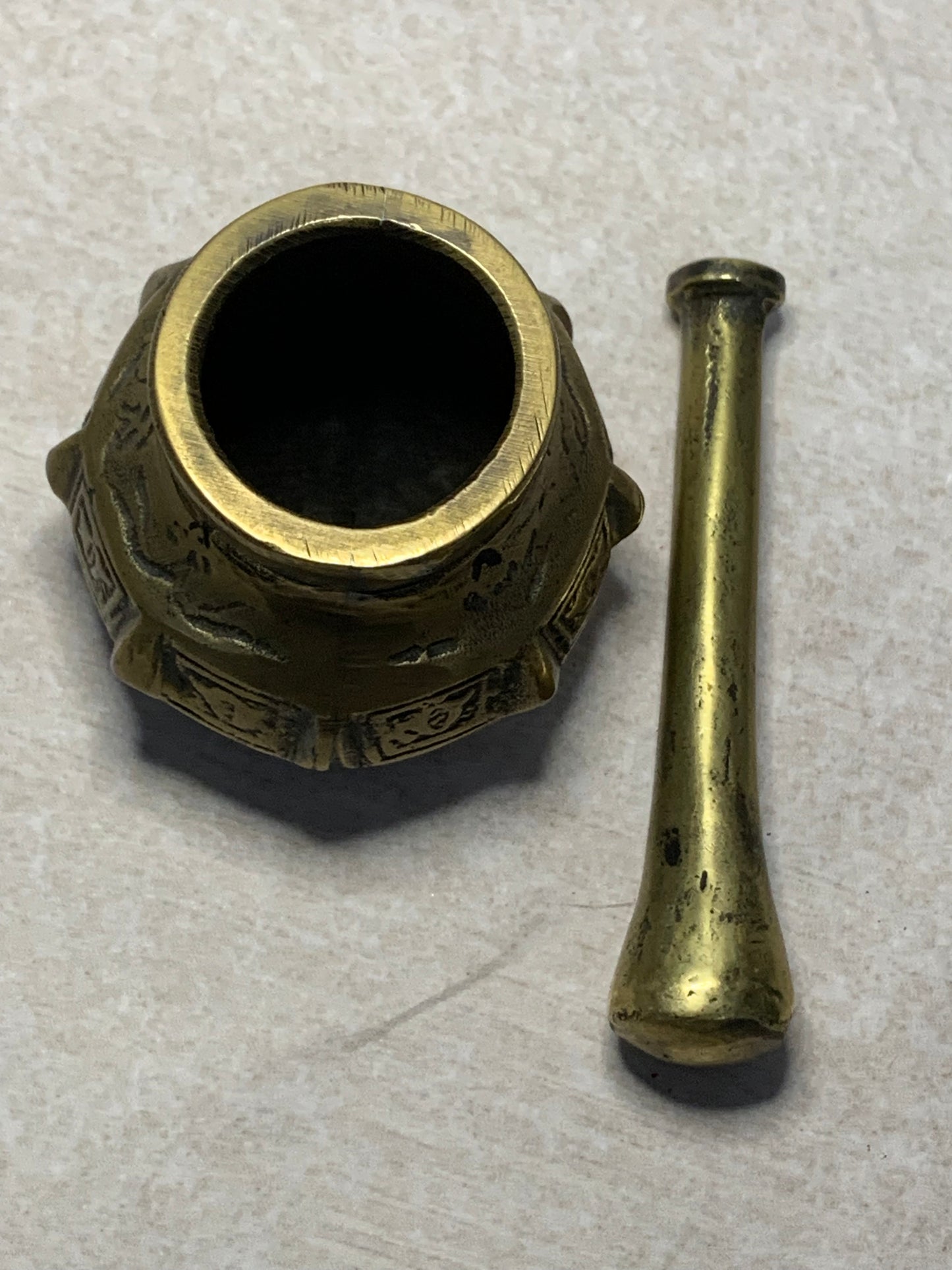 Antique Small Brass Pharmacy/Apothecary Mortar and Pestle