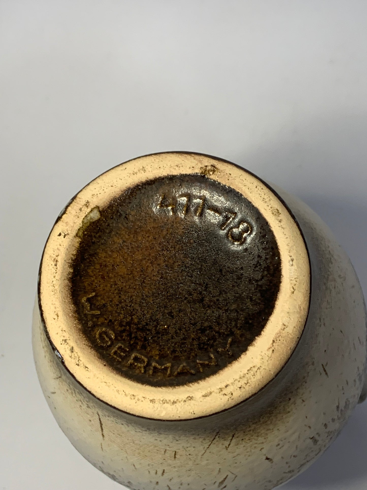 Vintage West German pottery vase/pitcher with distinctive ribbed neck design