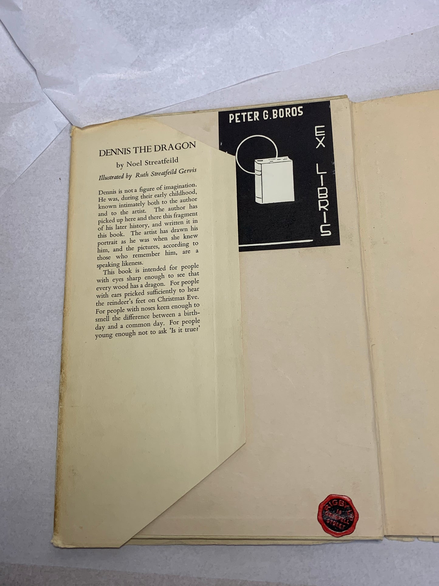 Dennis the Dragon by Noel Streatfeild, illustrated by her sister Ruth Streatfeild Gervis. Published by J.M. Dent & Sons Ltd, London, first edition, first published 1939