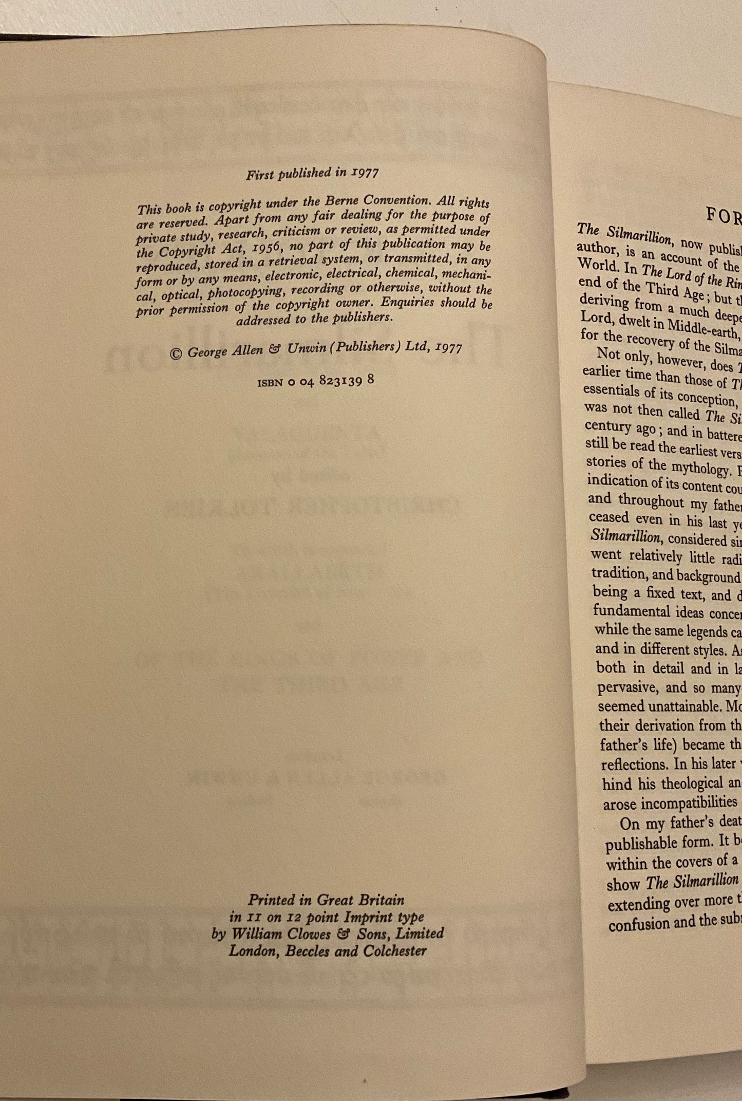 1977 first edition, first printing of The Silmarillion by J.R.R. Tolkien, published by George Allen & Unwin, London.