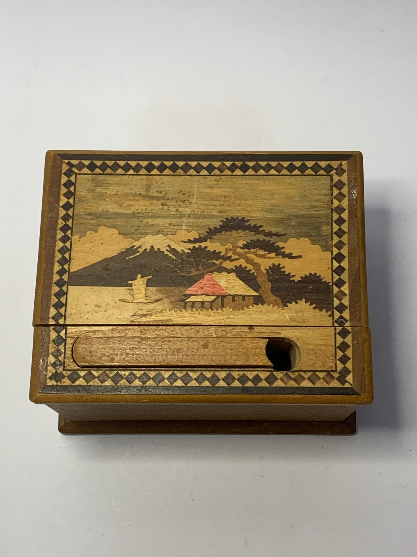 Japanese Marquetry Cigarette Dispenser