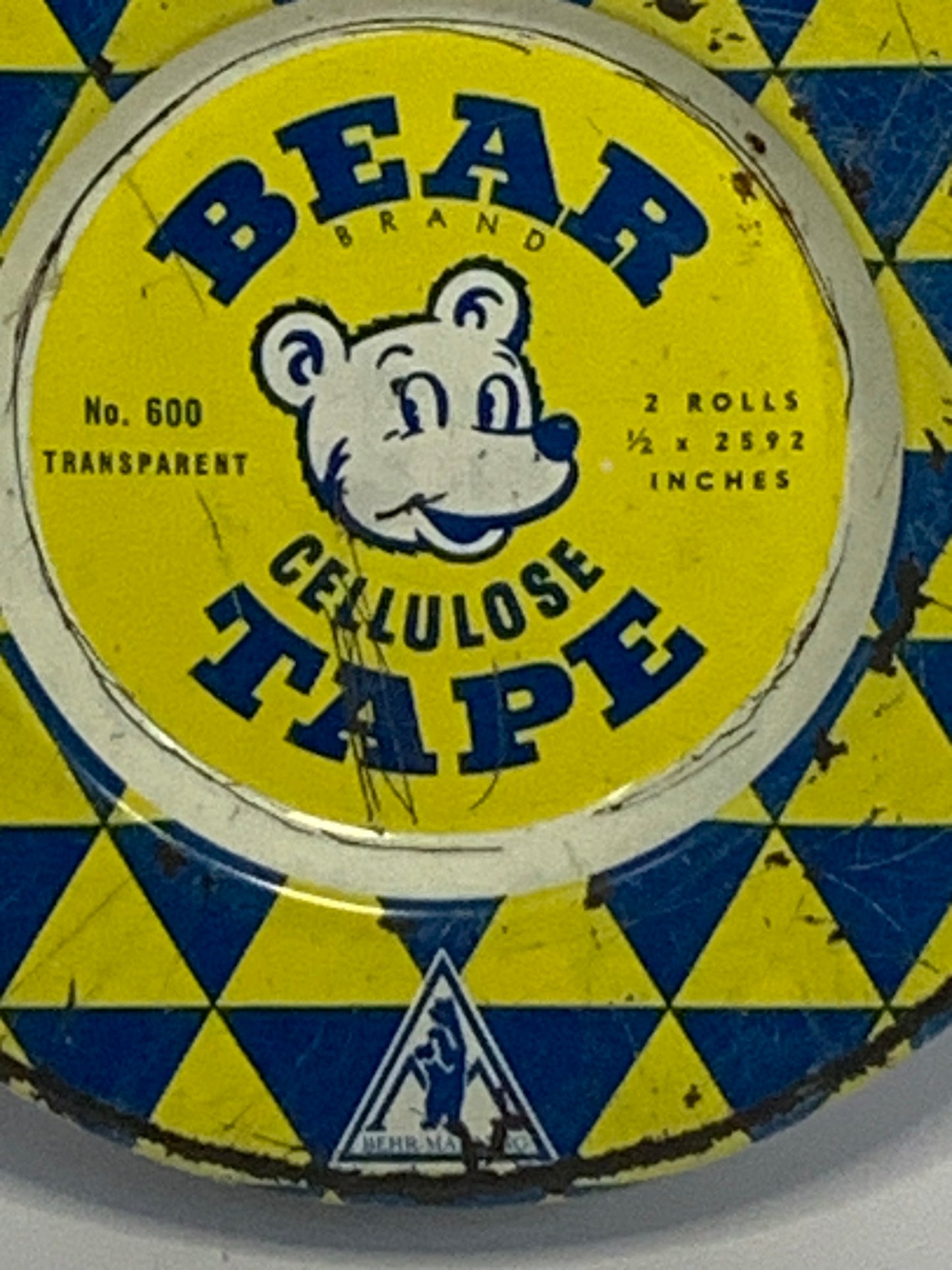 Vintage Bear Brand Cellulose Tape Tin from the mid 20th century