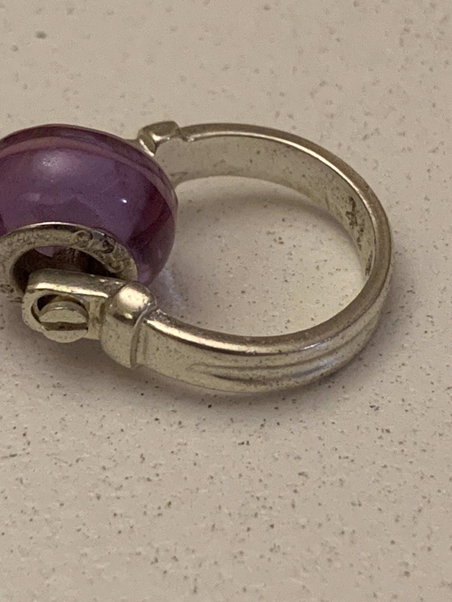 Sterling Silver Pendant with Purple striped Art Glass Bead from Bead It