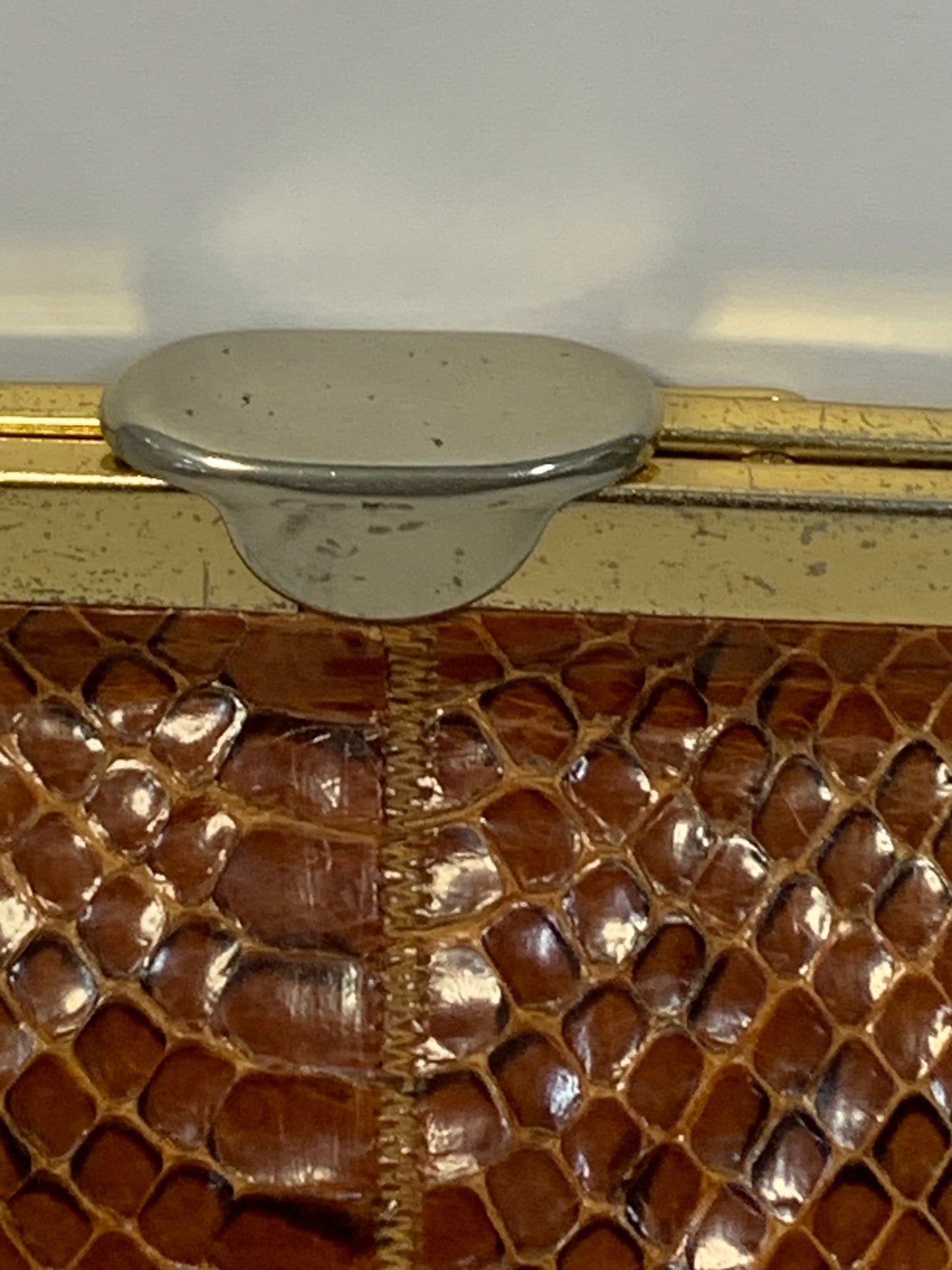 Vintage Snakeskin Clutch/ Evening bag/ Shoulder bag by Faigen - made in Australia- Genuine Leather