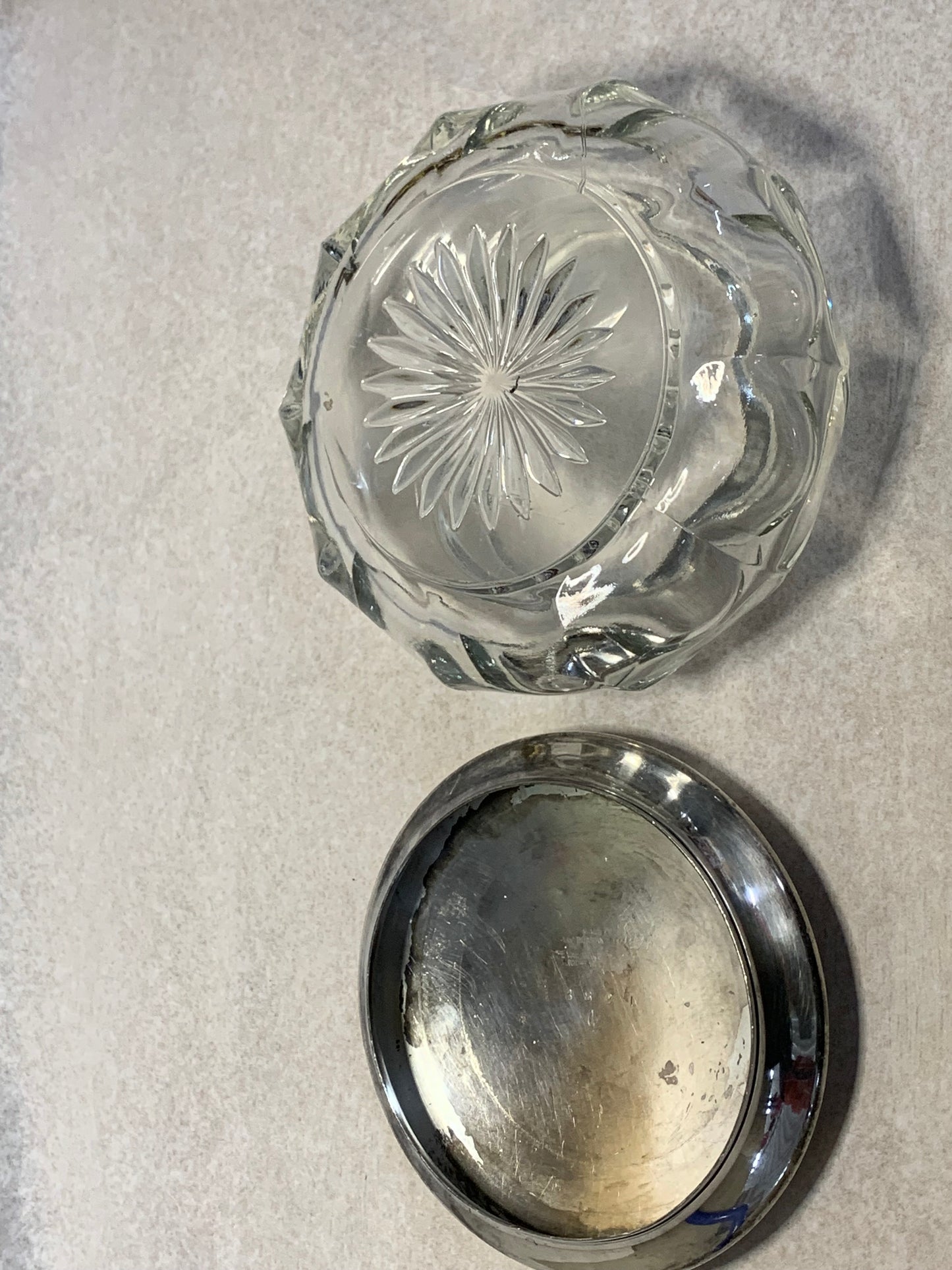 Antique Van Bergh Silver Plate & Cut Glass Dresser/Vanity Jar, Rochester NY, c. 1900s