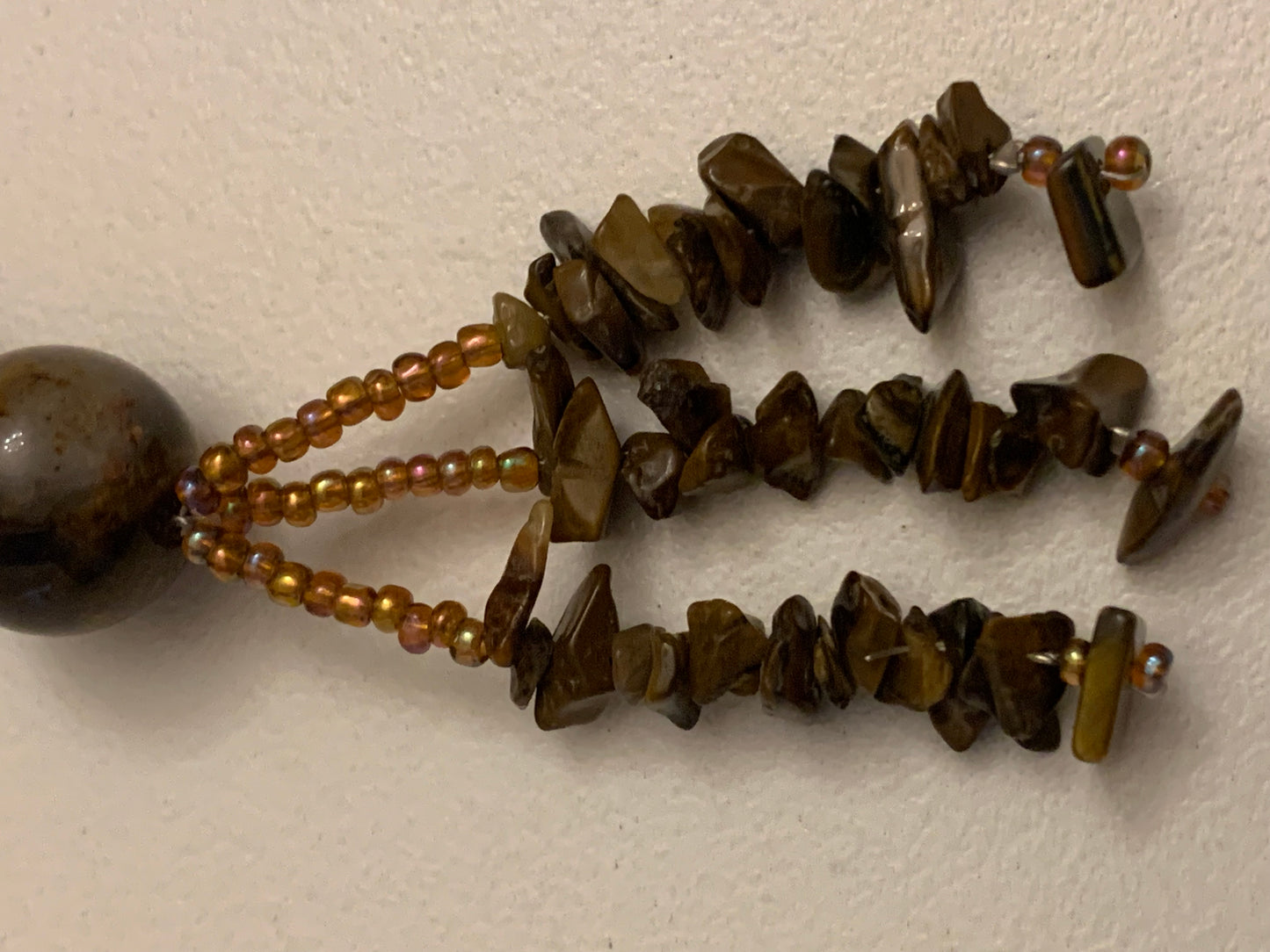 Long Tiger’s Eye and Amber Multi Stone Necklace