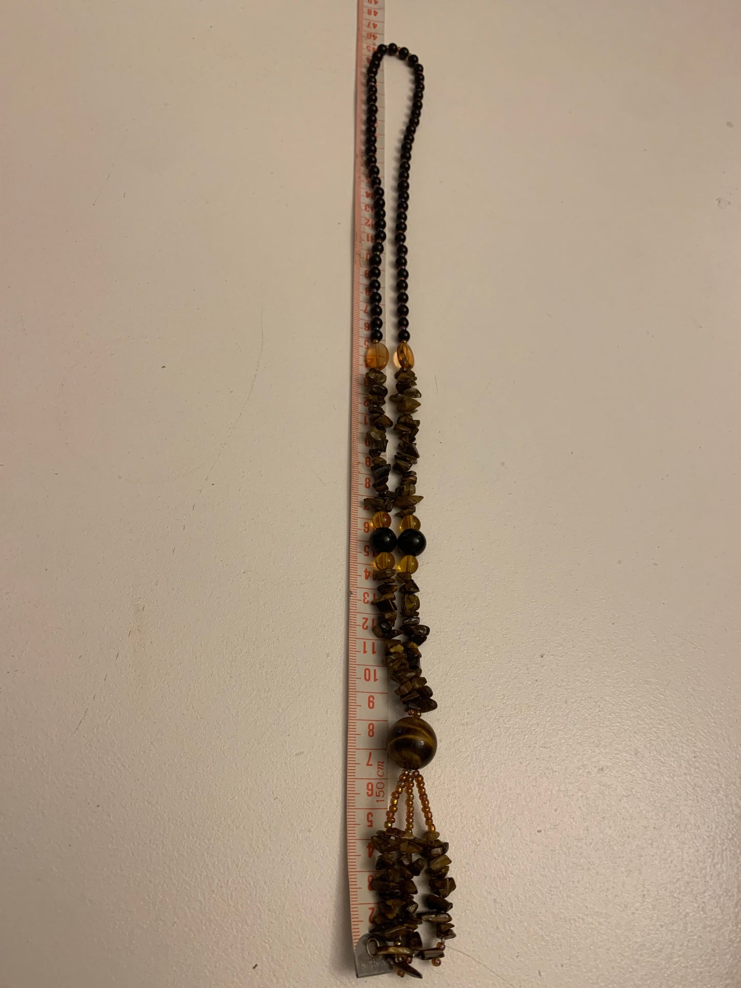 Long Tiger’s Eye and Amber Multi Stone Necklace