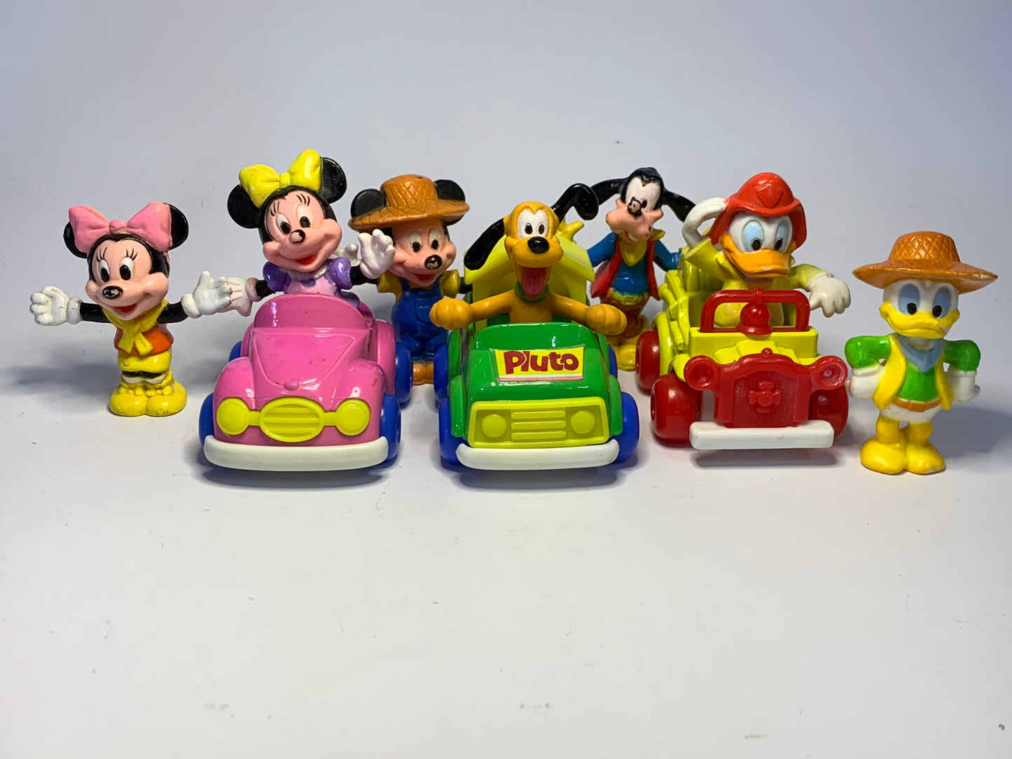 Vintage 1990s ARCO Disney Character Toy Set - 3 Vehicles and 7 Figures