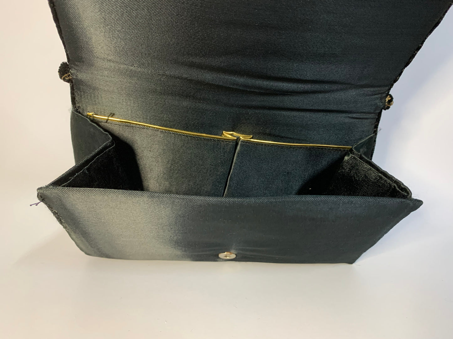 Vintage Black Velvet with gemstones Clutch Bag