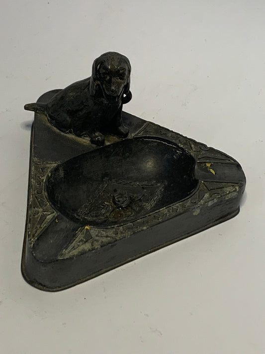 Vintage Spelter Dog Ashtray